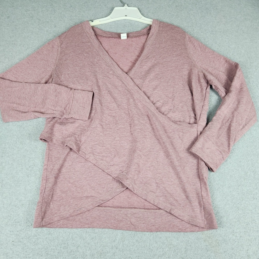Old Navy Active Crossover Wrap Top Women's Large Mauve Pink Casual Long Sleeve